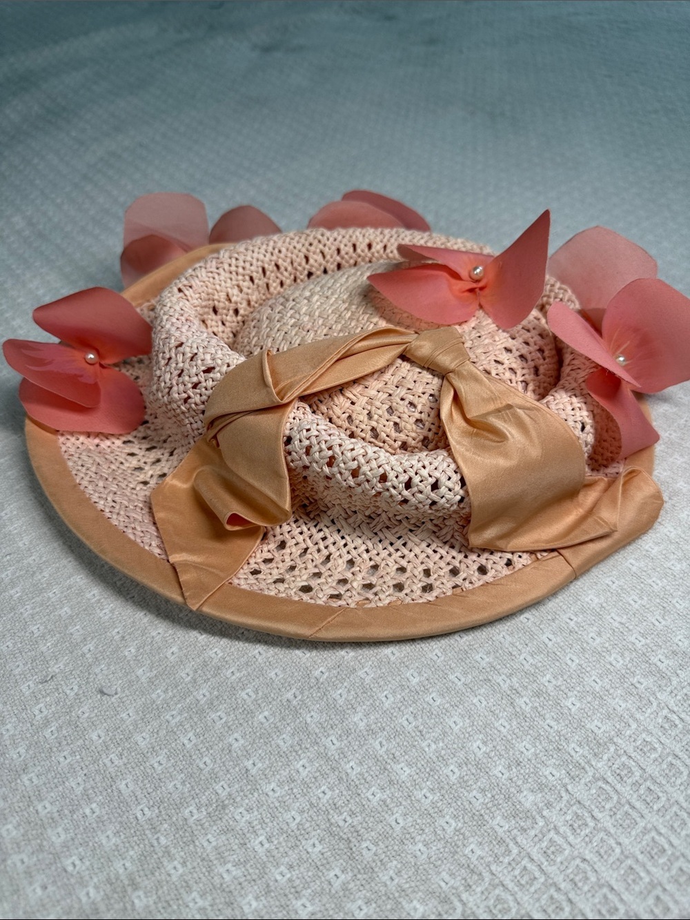 Christine A. Moore Millinery fascinator hat pink with flowers